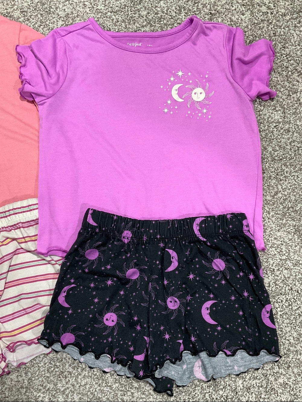 Cat & Jack Pink Puppy and Purple Moon Girls Pajama Set - Picture 2 of 6